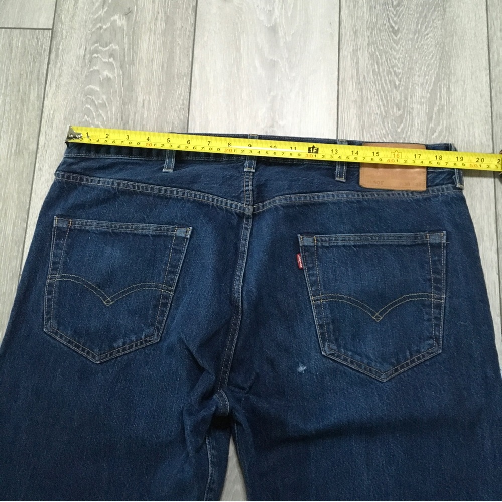 Levis 501 Jeans W38 L32 Blue Straight Button Fly Denim - Picture 10 of 11